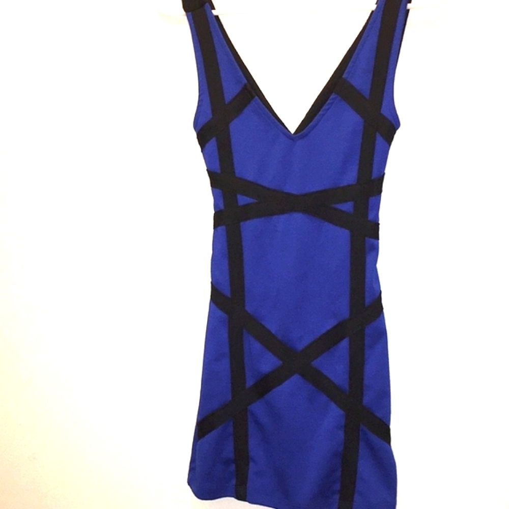 🔹️🖤 Arden B Strappy Blockout Royal Blue Bodycon Dress XS S 🖤🔹️